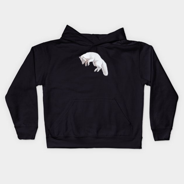 Arctic Fox Pounce Kids Hoodie by Heather Dorsch Creations